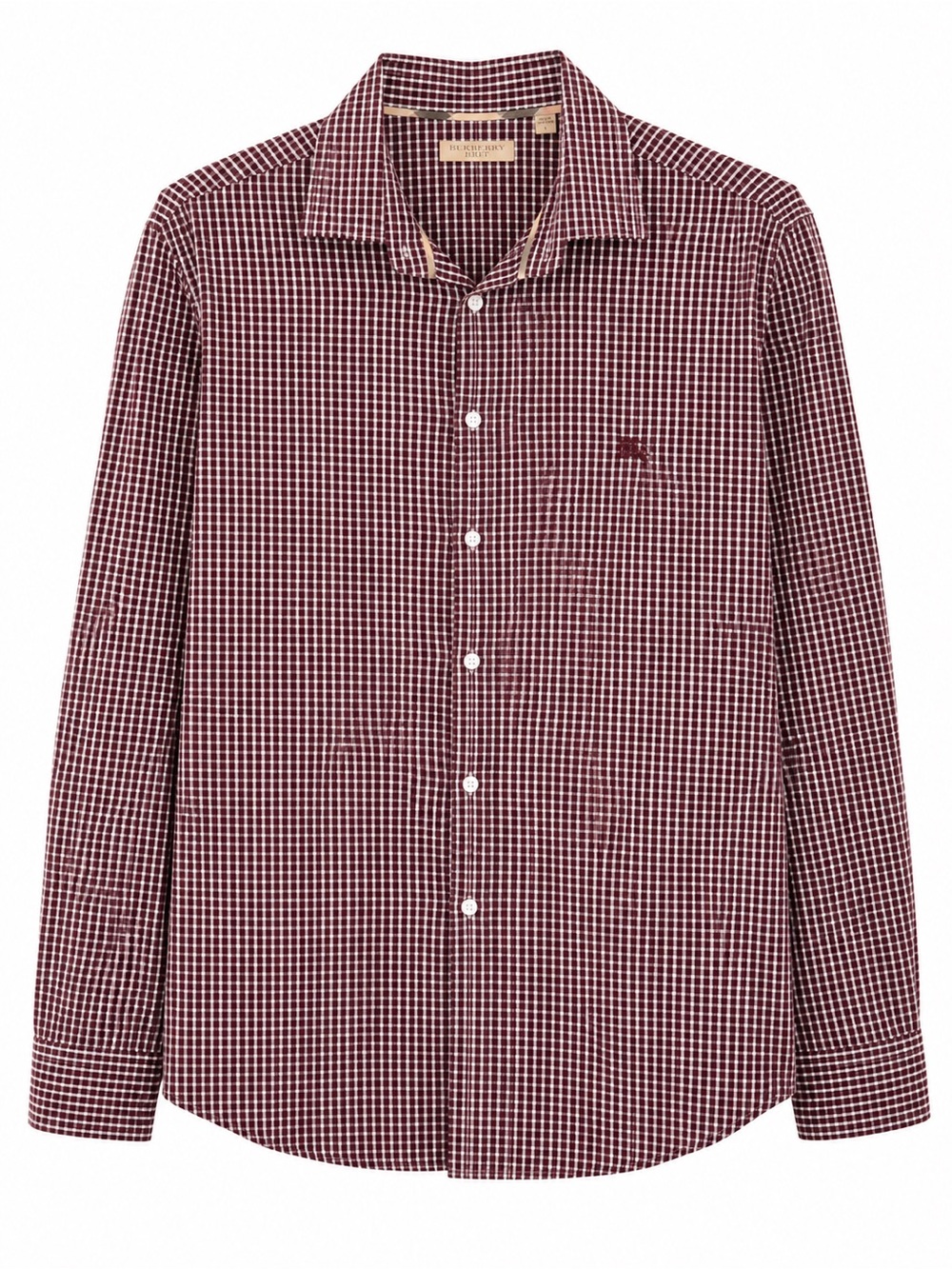 Burberry Burgundy and White Gingham Button-Down Shirt